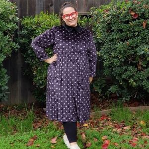 Black Velvet Polka Dot Dress